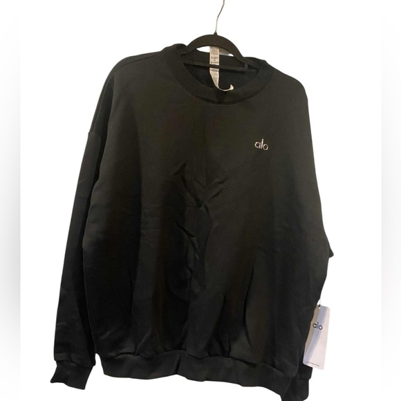 NWT Alo Yoga accolade crewneck pullover BLACK Size L - Picture 1 of 5